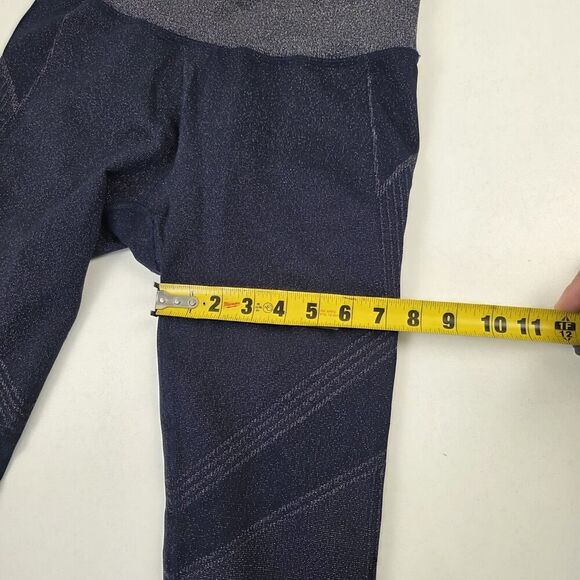 Athleta Twilight Tight Blue Silver Sparkle Shimmer Leggings Medium Gorpcore Gym - Picture 8 of 14
